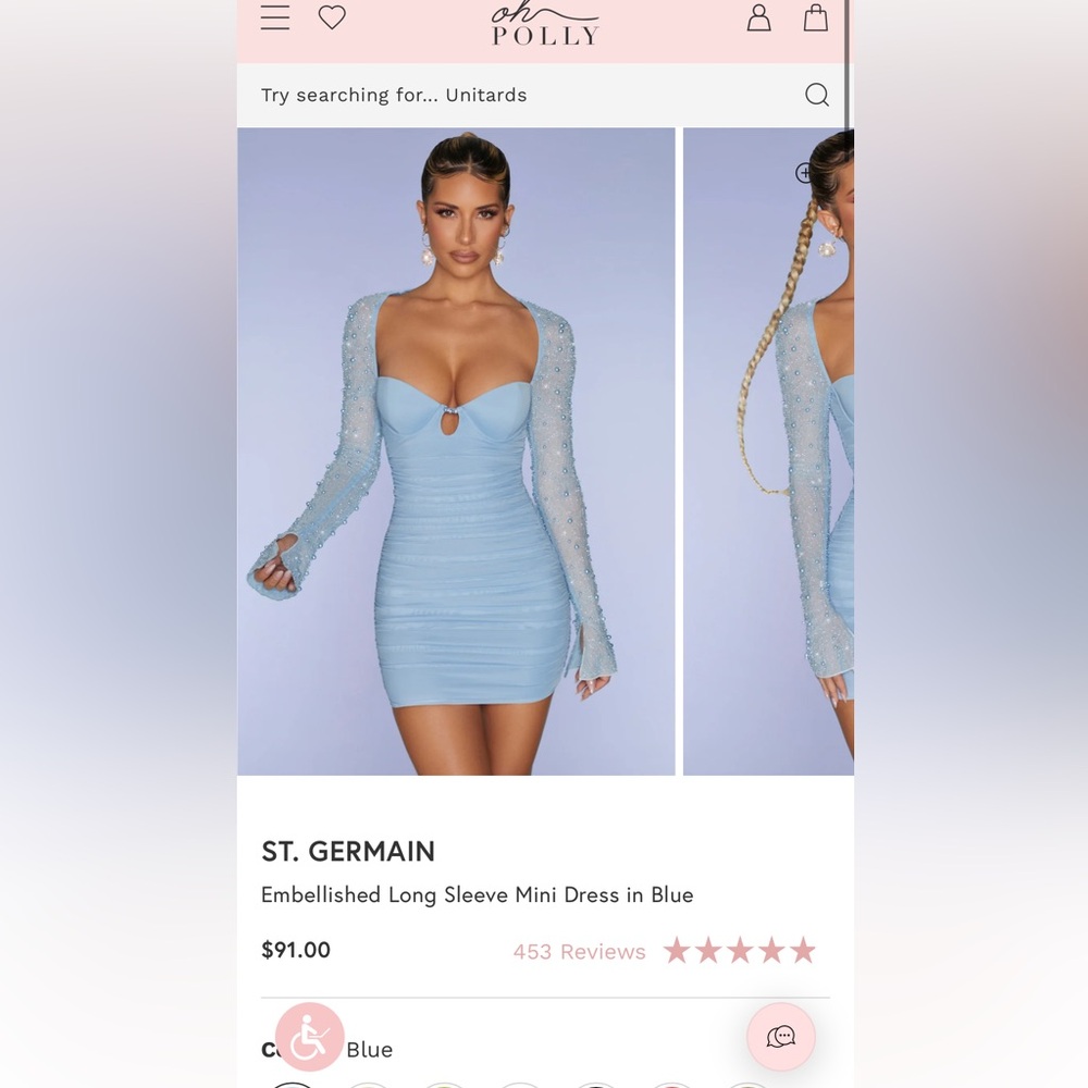 Oh Polly ST. GERMAIN Embellished Long Sleeve Mini Dress
